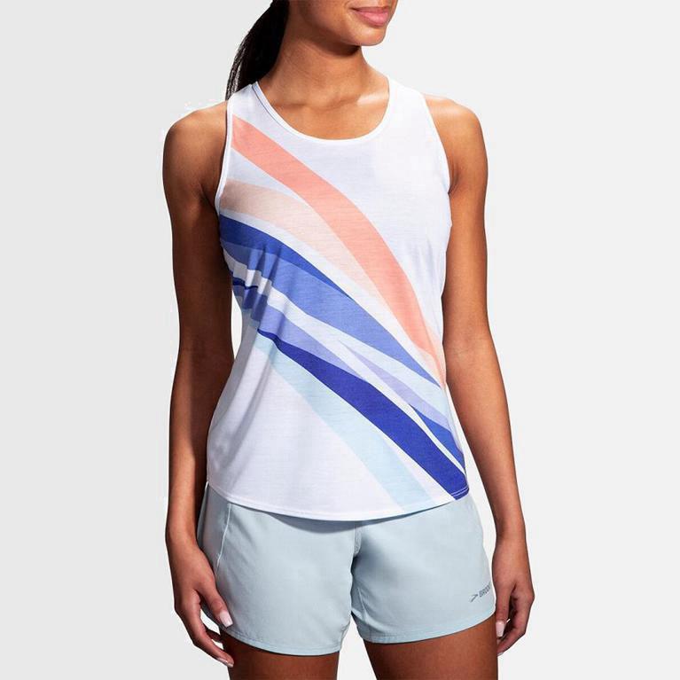 Brooks Women's Distance Running Tank Top Singapore - White (38694-IYUV)